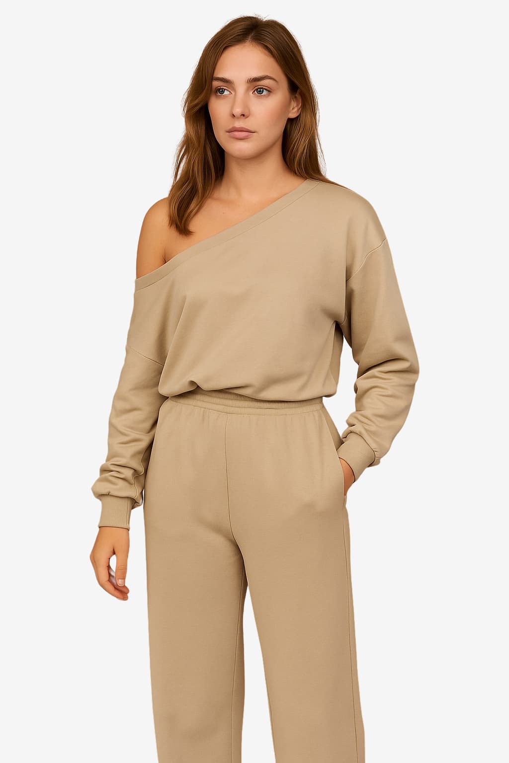 Women's Casual One-Shoulder Top &amp; Wide-Leg Trouser Set