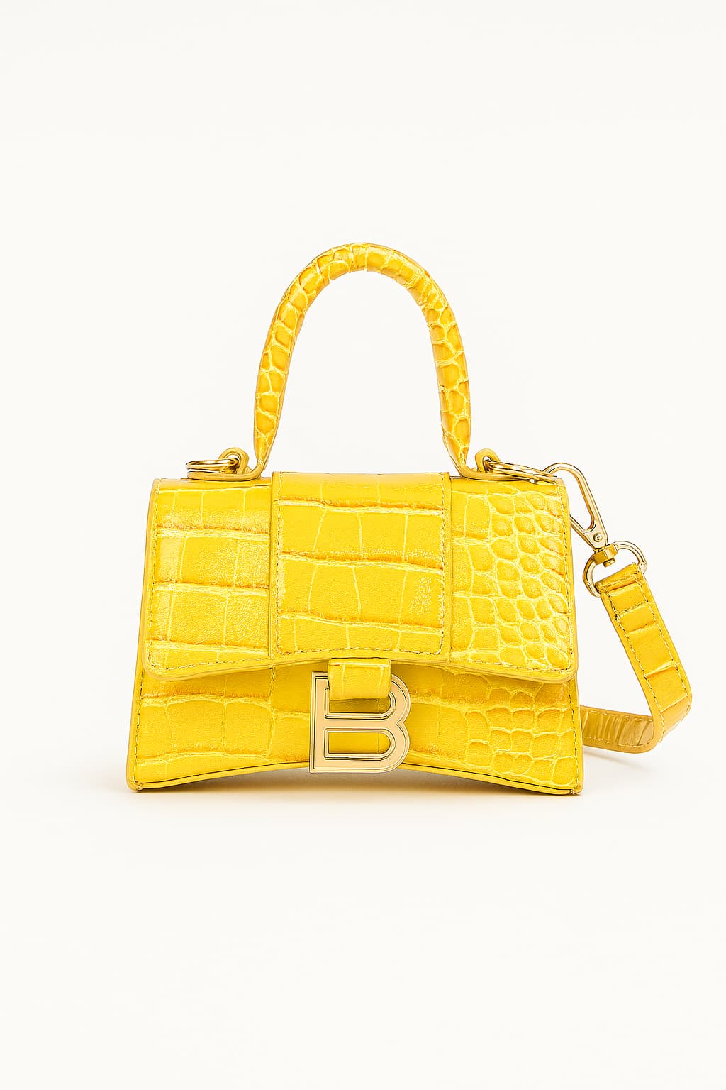 Women's Yellow Crocodile Texture Crossbody Shoulder Bag