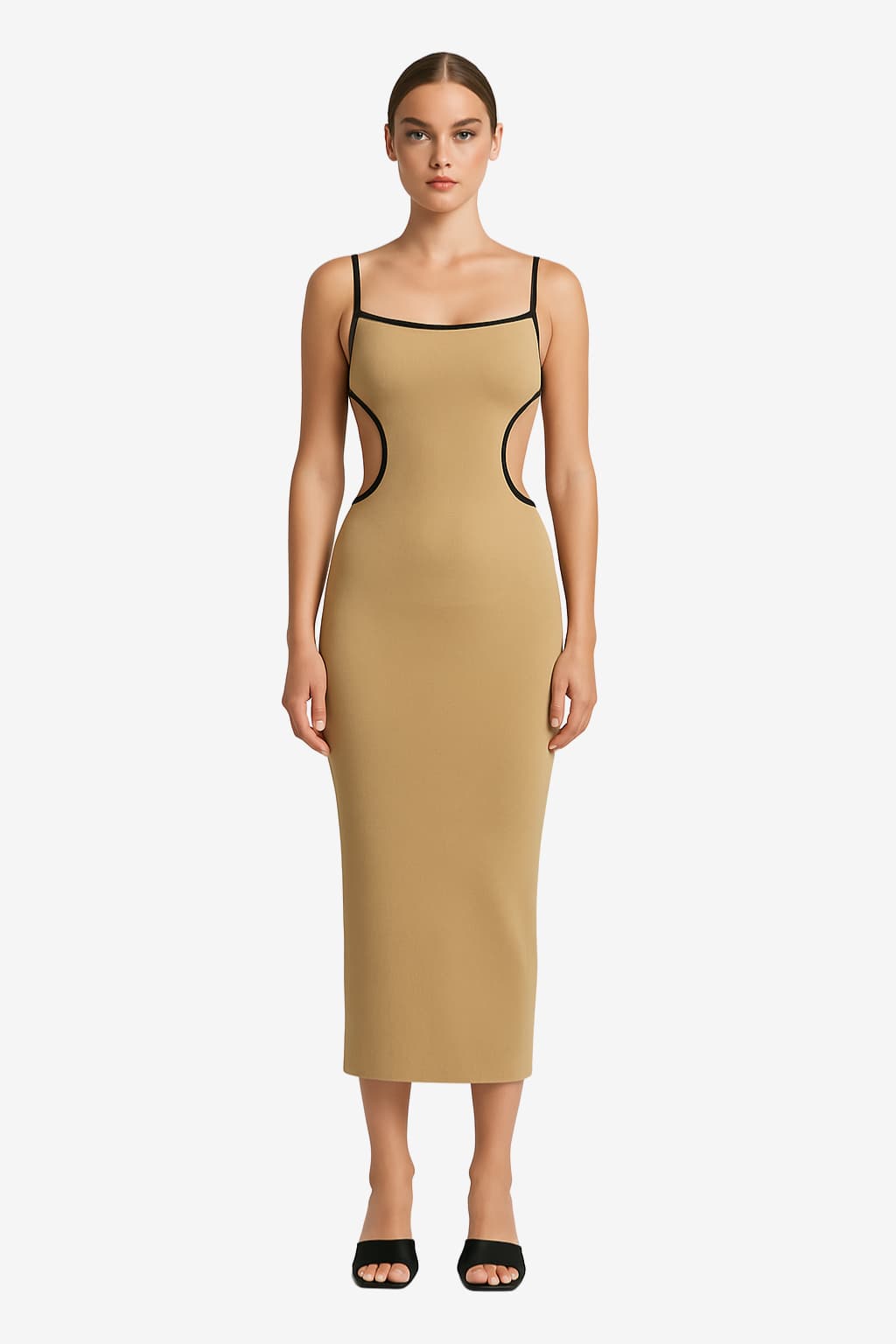 Women's Bodycon Midi Dress with Cutouts