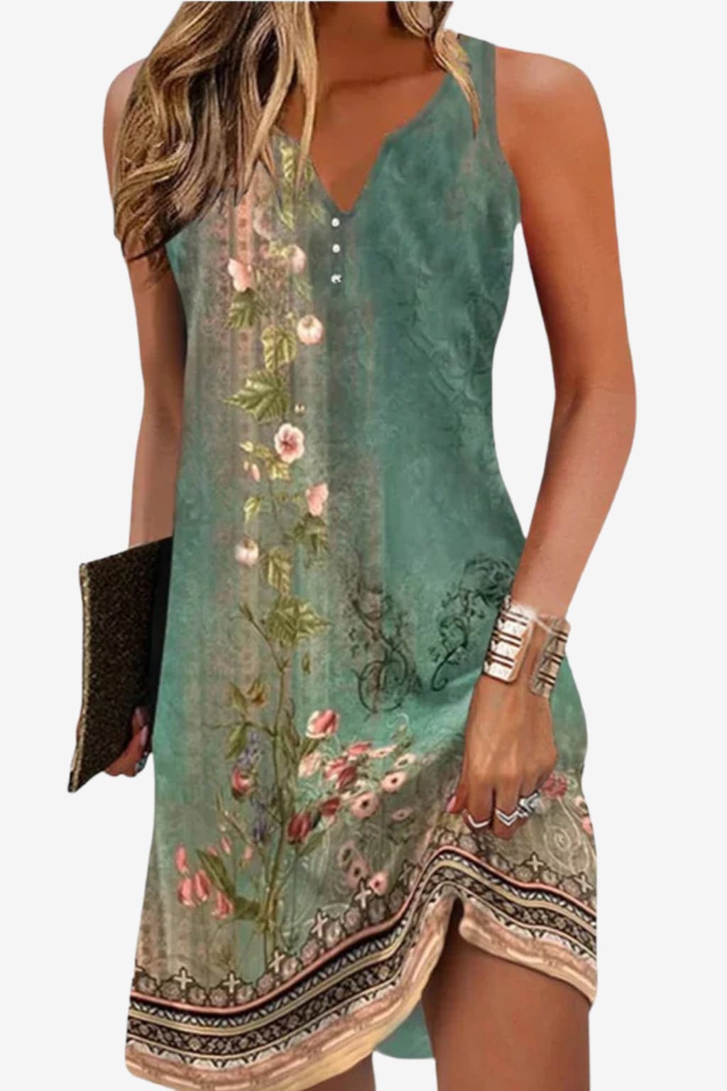 Women's Floral Summer Dress V-Neck Sleeveless A-Line Mini