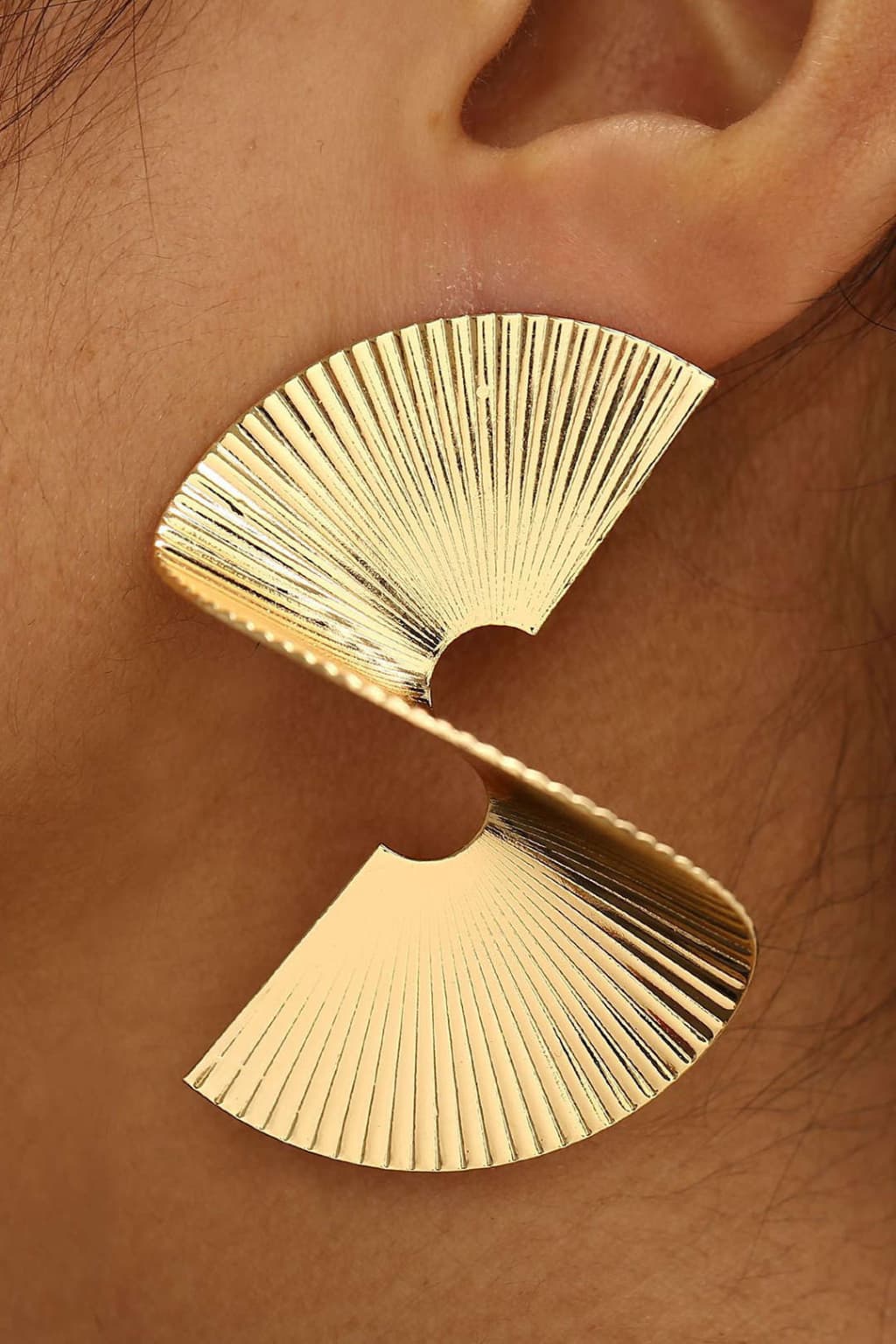 Women's Gold-Tone Pleated Metal Statement Earrings