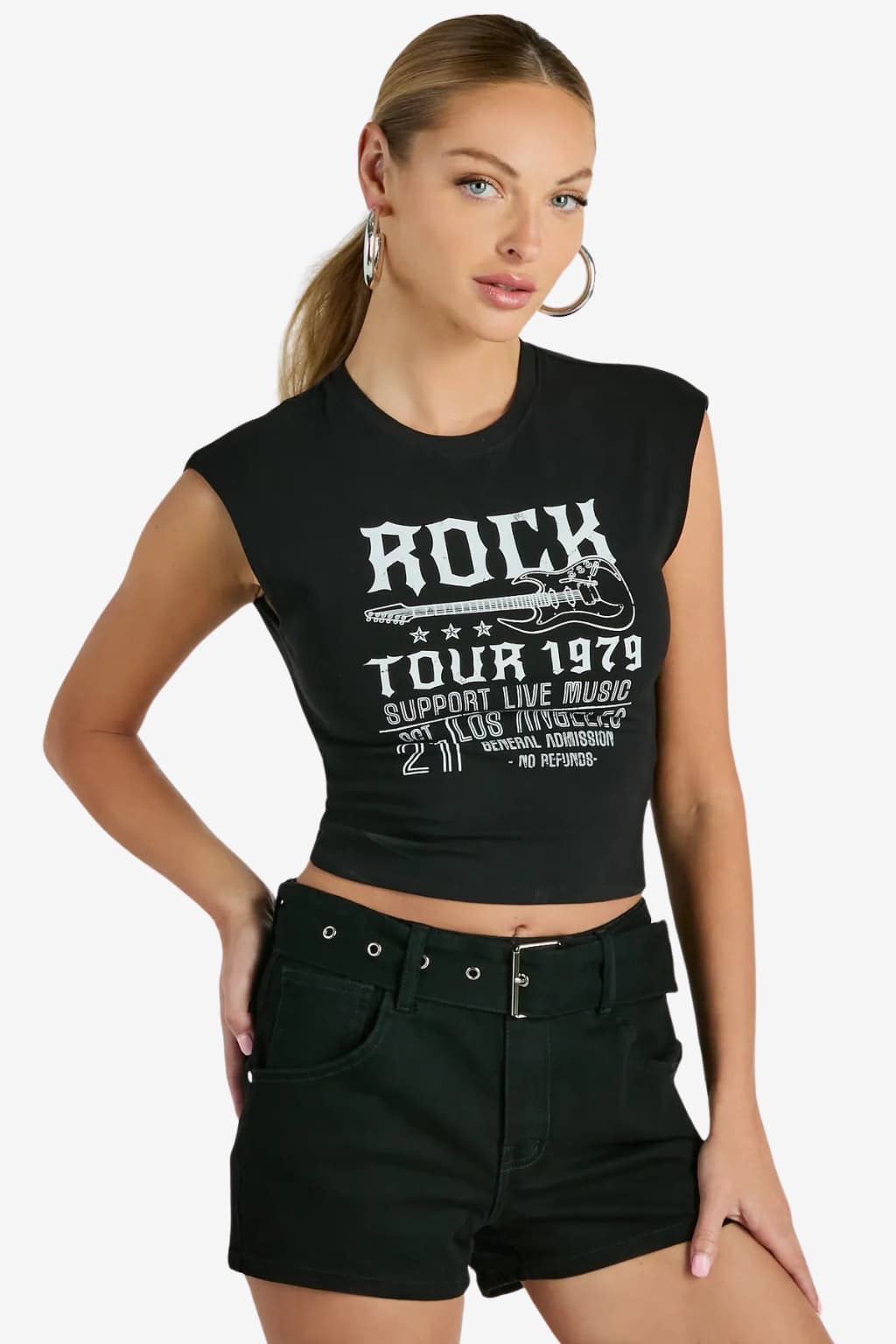 Women’s Cropped Muscle Tee Rock Tour Graphic Top
