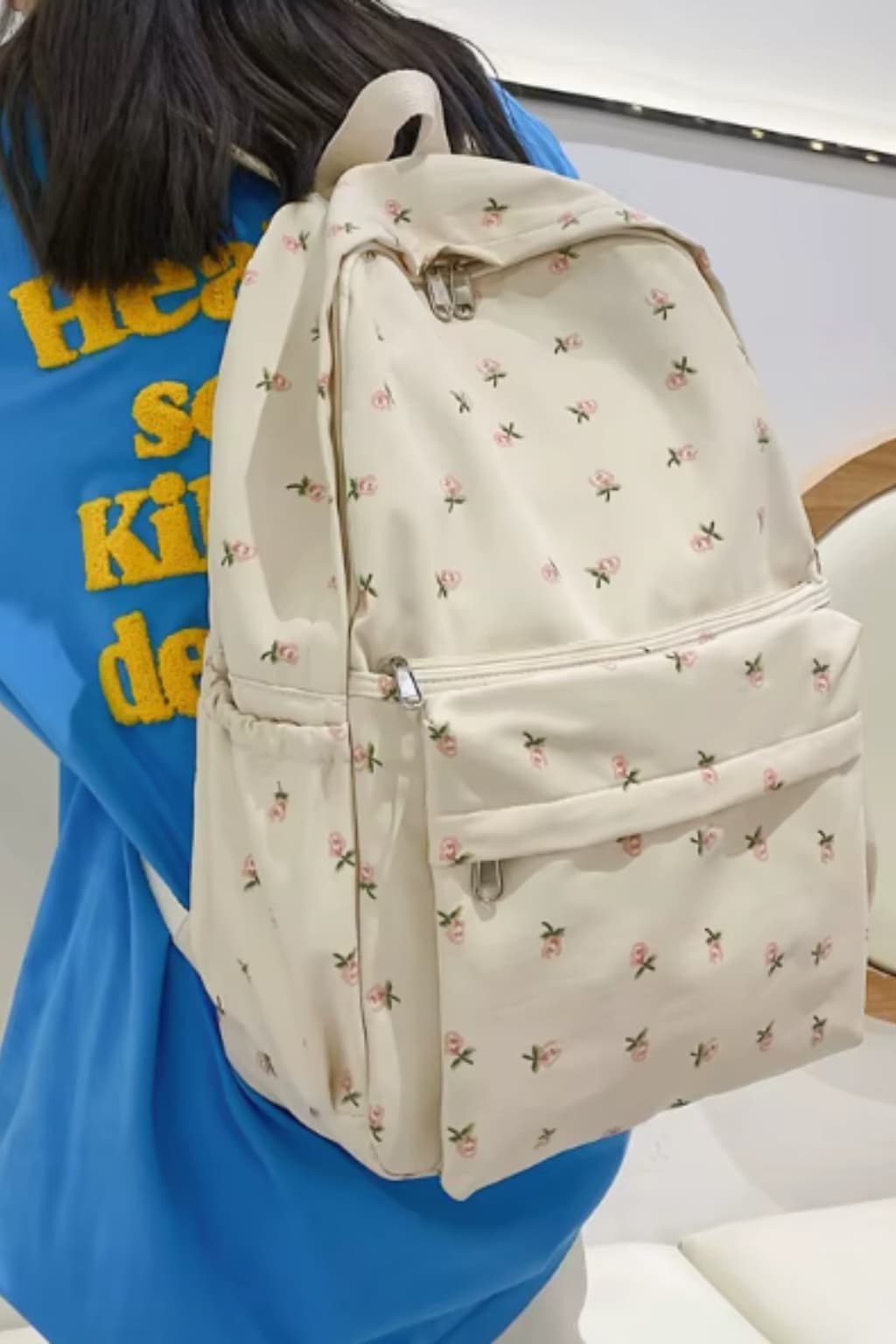 Unisex Waterproof School Backpack with Floral Pattern