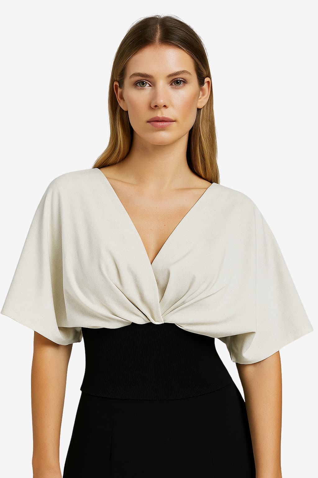 Women's Linen V-Neck Blouson Shirt