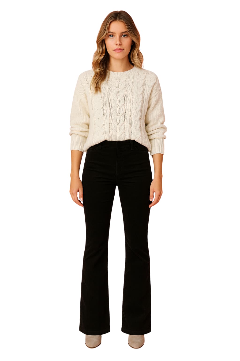 Women's High-Waisted Corduroy Flare Trousers