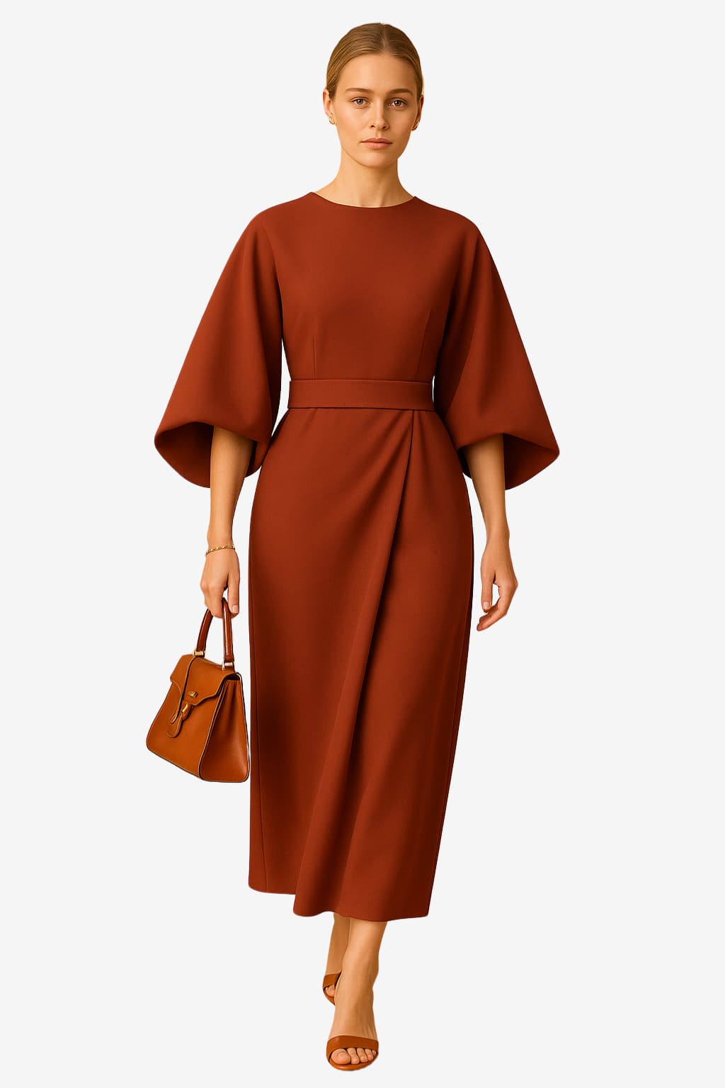 Women’s Strapless Puff Sleeve Dress with Belt