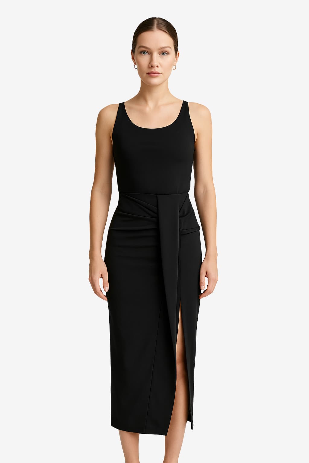 Women's High-Waisted Twist-Front Midi Skirt