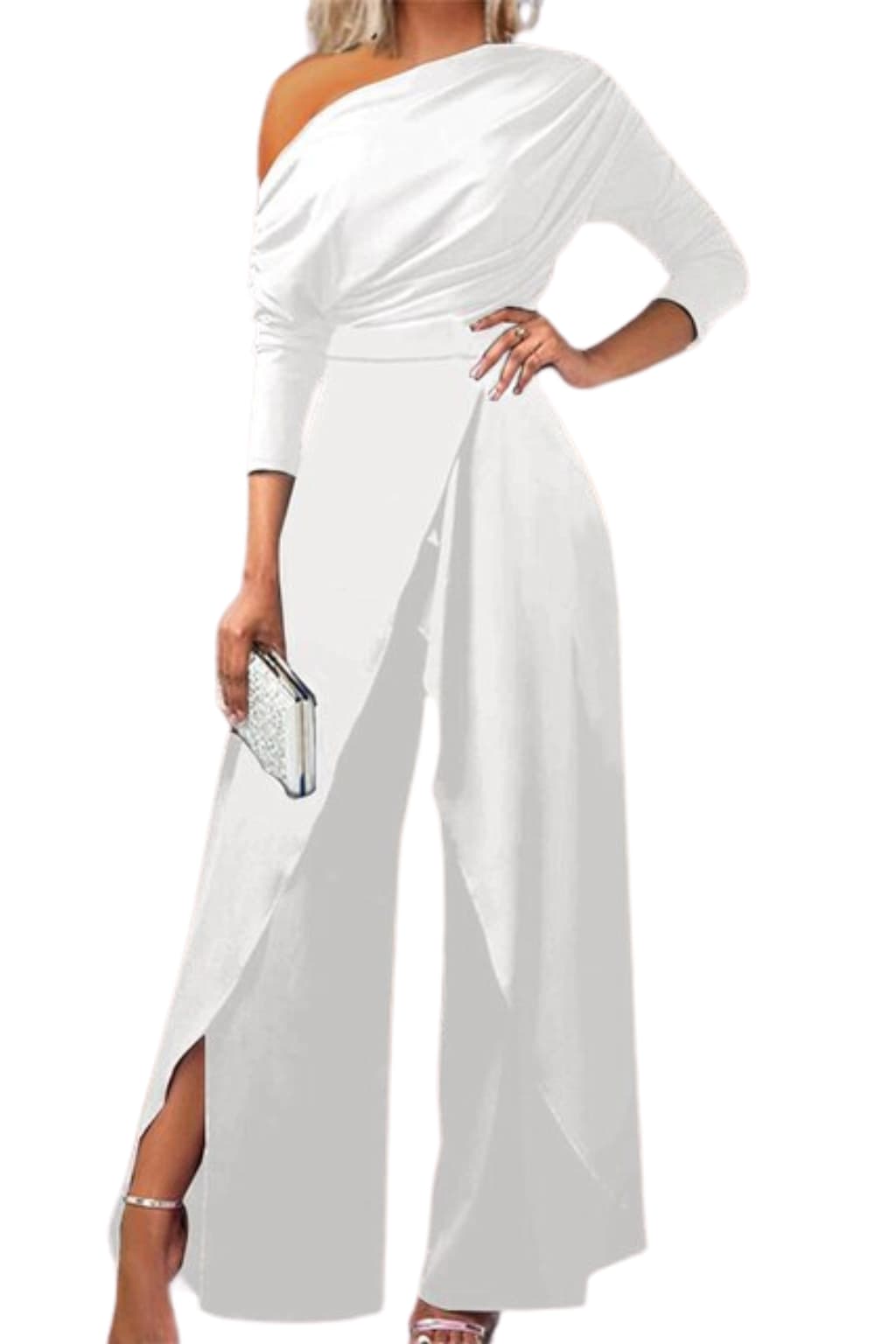 Women’s One-Shoulder Wide-Leg Party Jumpsuit