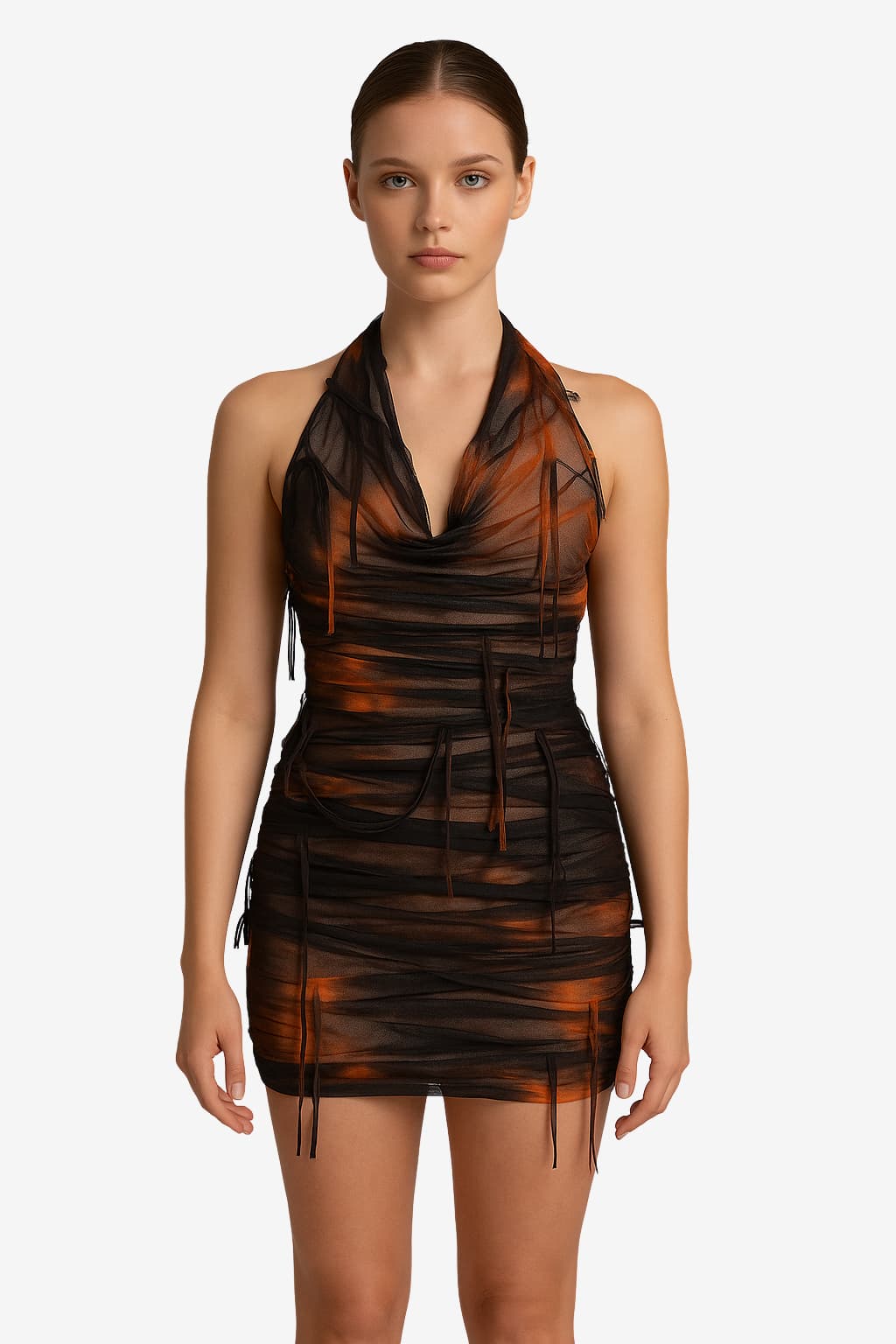 Women's Halter Backless Tie-Dye Mini Dress