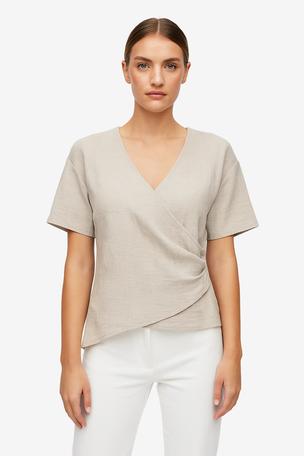 Women's V-Neck Wrap Short Sleeve Top