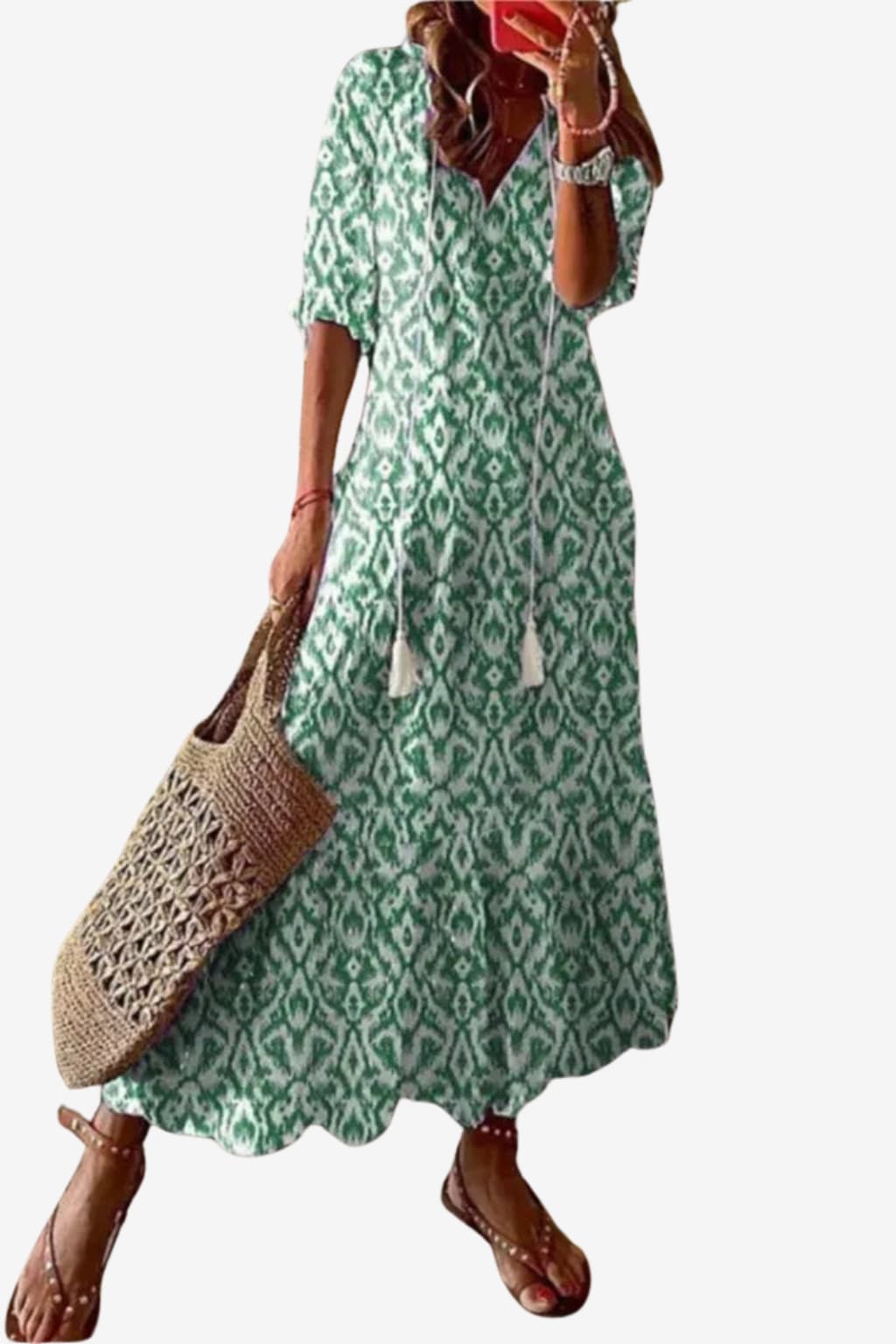 Women’s Floral Maxi Dress V-Neck Loose Fit Summer