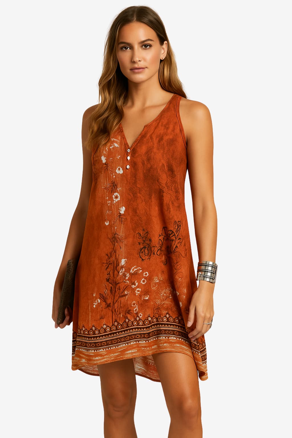 Women's Floral Summer Dress V-Neck Sleeveless A-Line Mini