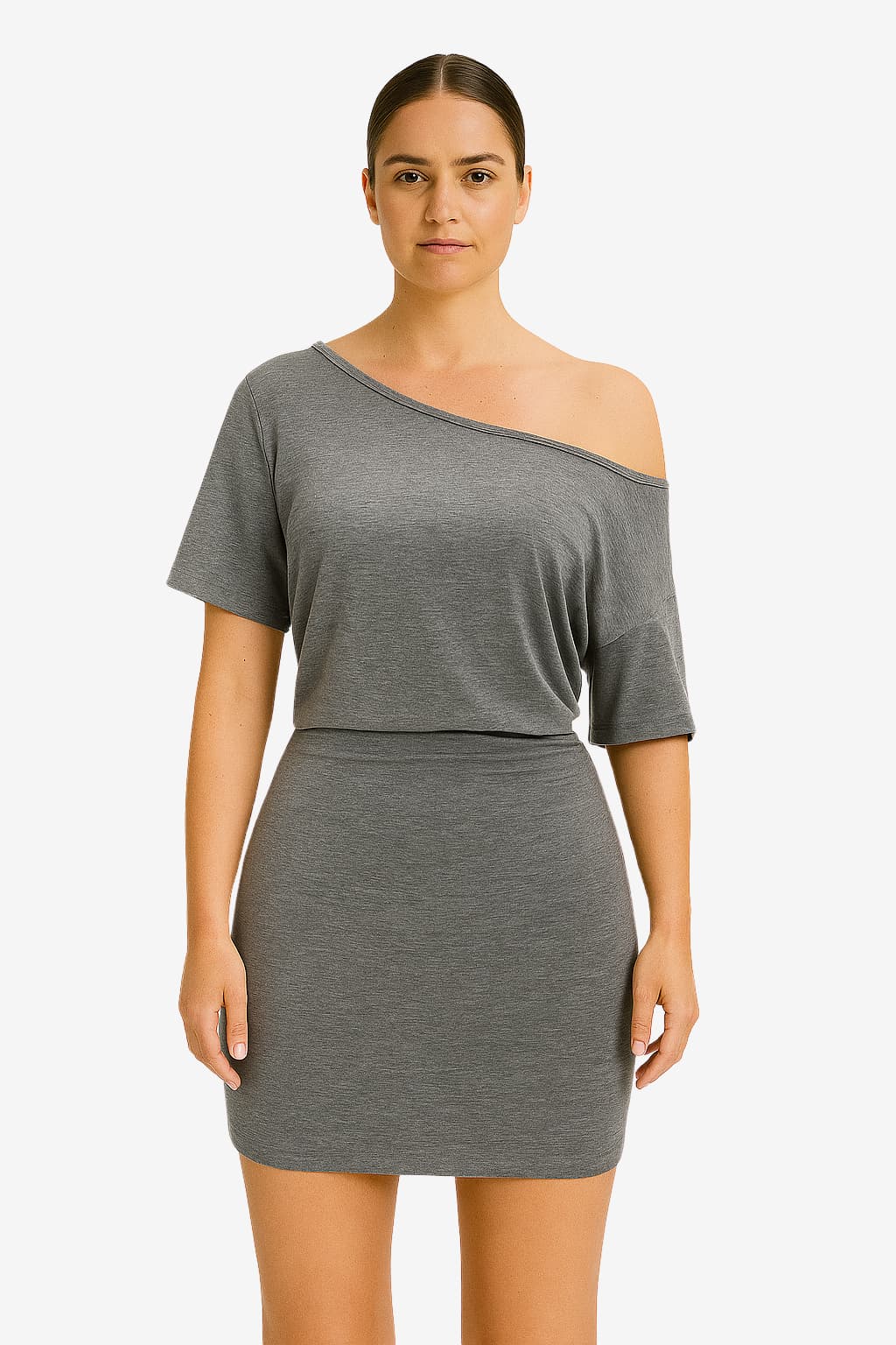 Women's Short Sleeve One-Shoulder Mini T-Shirt Dress