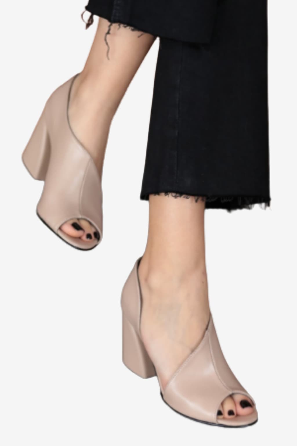 Women's Peep-Toe Block Heel Sandals with Ankle Strap