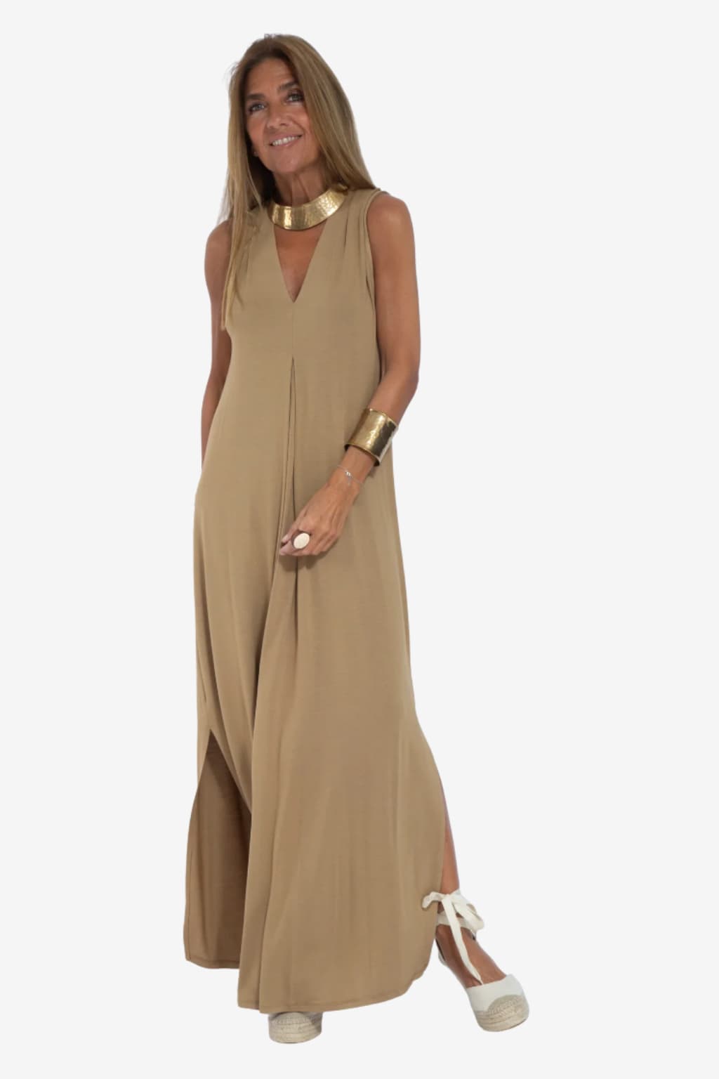 Women's Ankle-Length Dress &amp; Sleeveless Vest Set Slim Fit