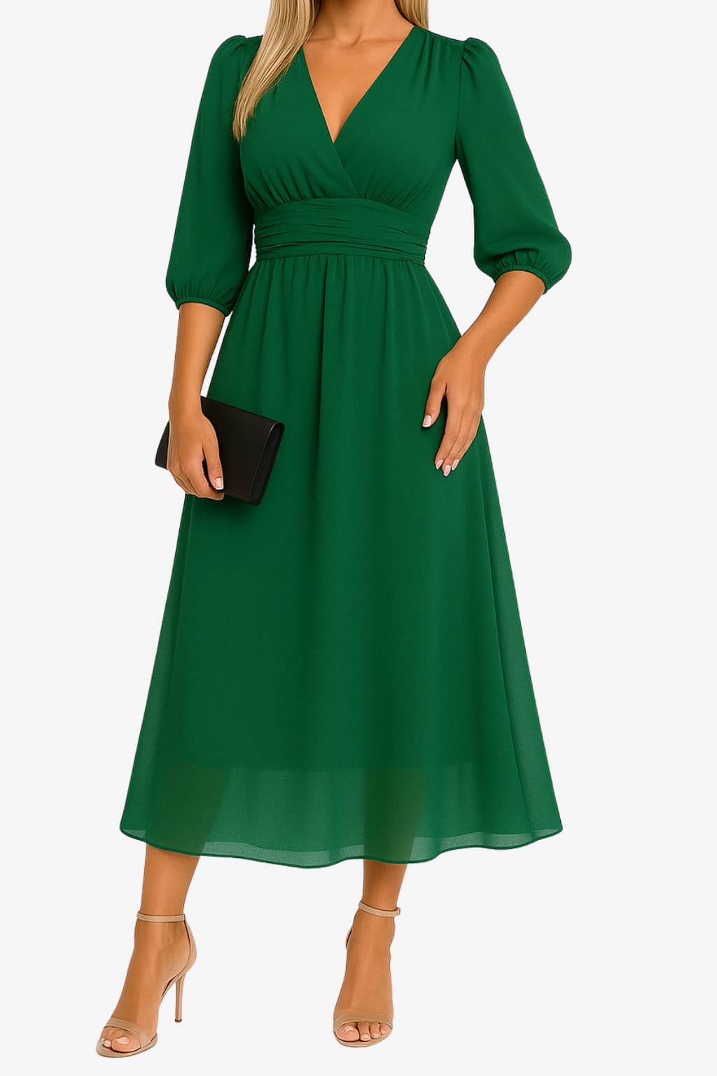 Women’s Chiffon Midi Dress High Neck Summer Fit