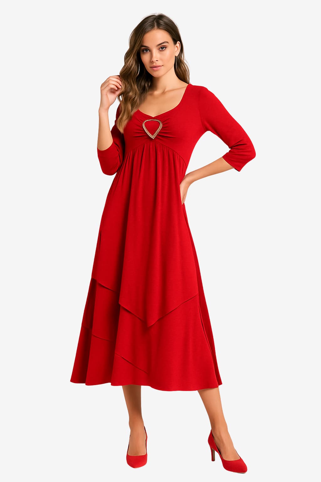 Women’s Long Sleeve Maxi Dress with Pockets A-Line Fit