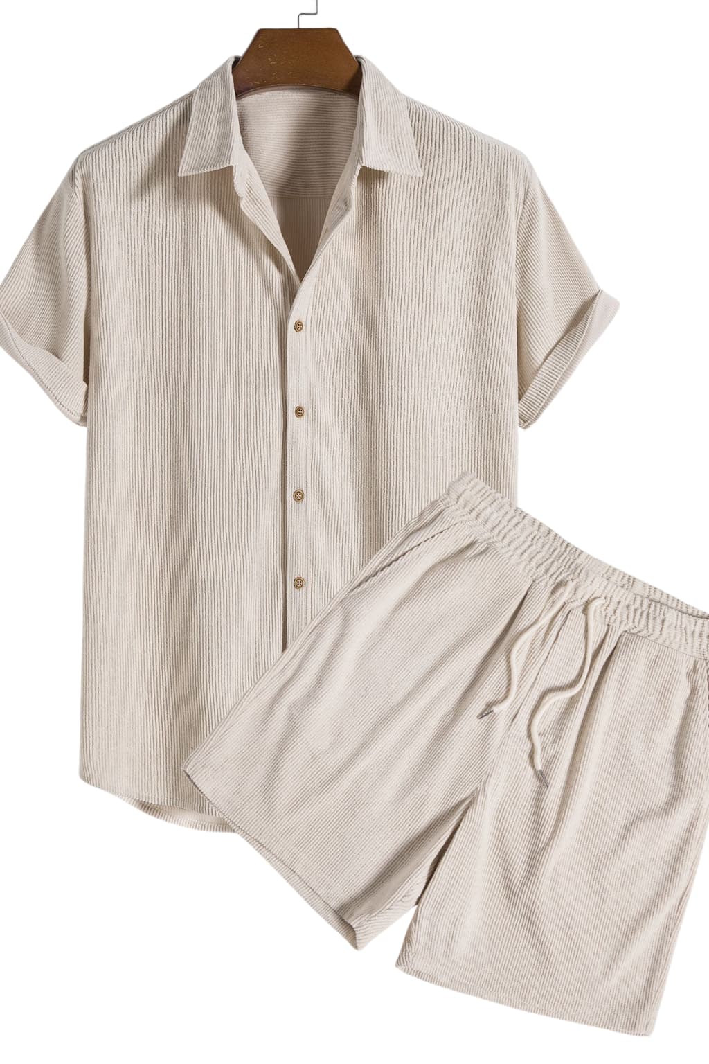Men's Corduroy Short-Sleeve Shirt &amp; Shorts Set - Relaxed Fit
