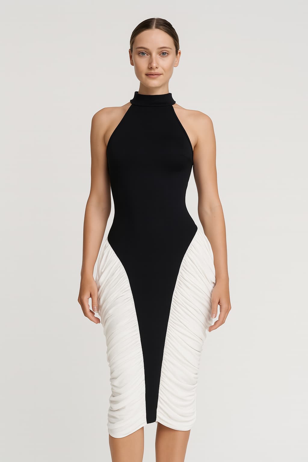 Women's Halter Neck Sleeveless Midi Bodycon Dress