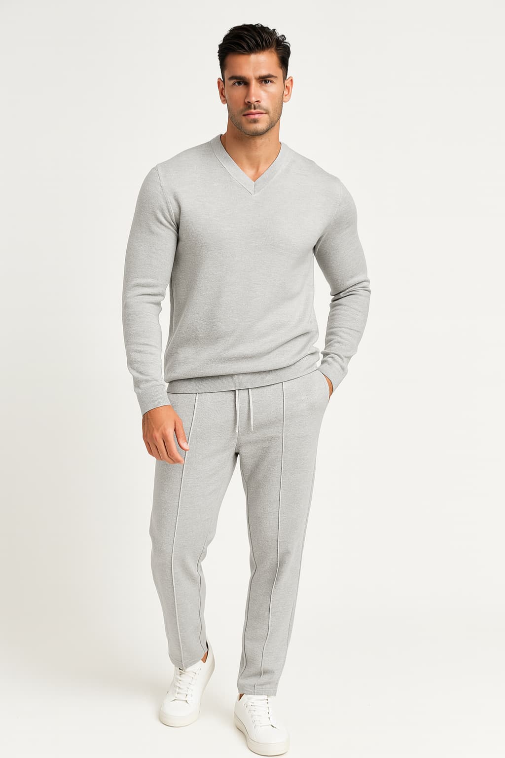 Men's Check Long-Sleeve Shirt &amp; Trousers Casual Set