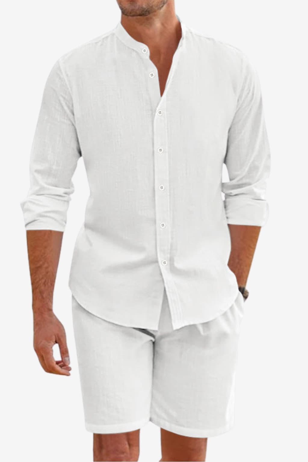 Men’s Linen Two-Piece Summer Set Shirt and Shorts