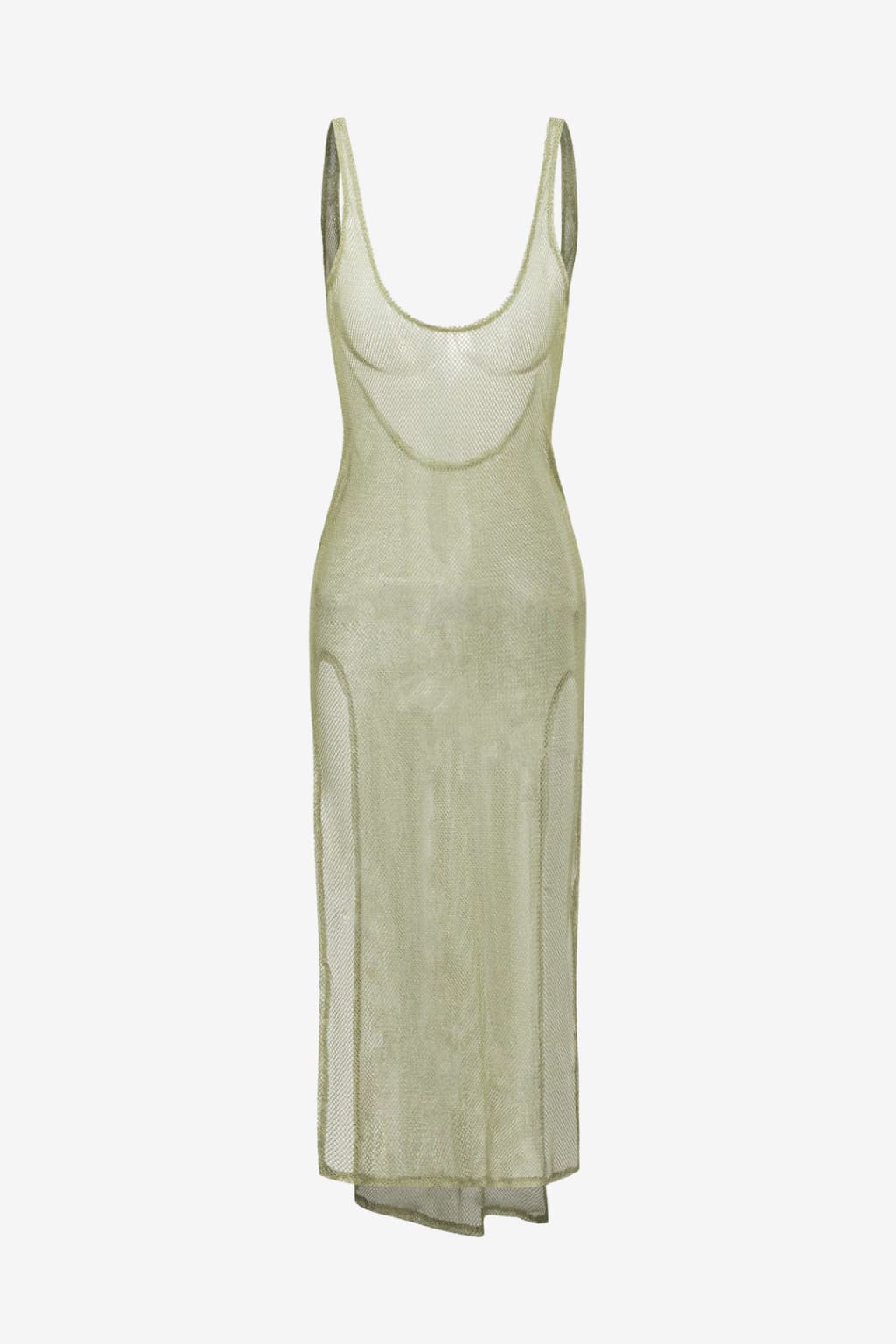 Women's Sheer Mesh Midi Cover-Up Dress with Asymmetrical Hem