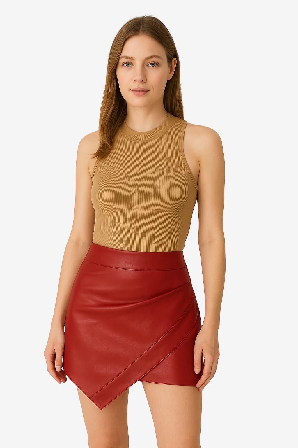 Women’s Faux Leather Mini Skirt High Waist Asymmetrical