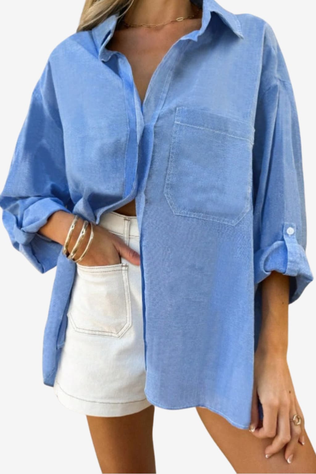 Women’s Oversized Striped Shirt Long Sleeve Cotton Top