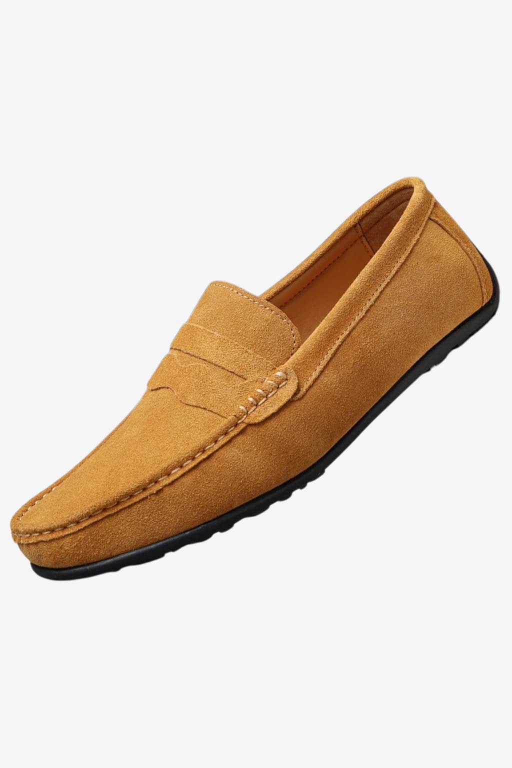 Men's Suede Slip-On Loafers Moc Toe Rubber Sole Smart Casual