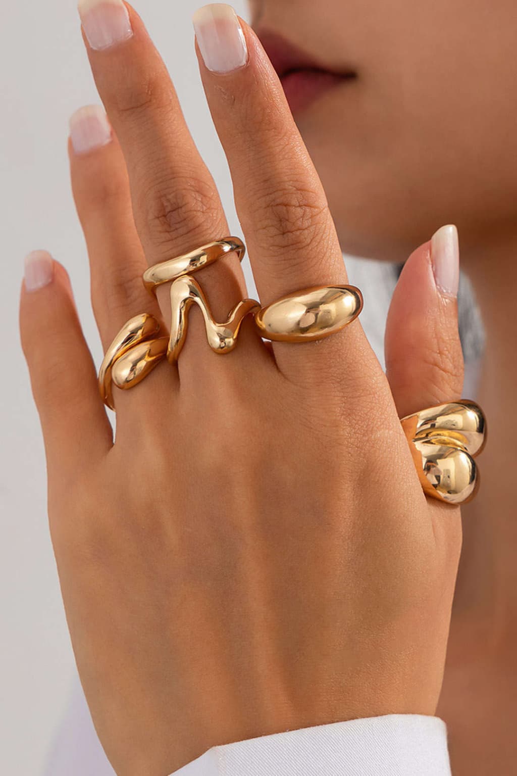 Women's Gold-Tone Geometric Alloy Ring Set