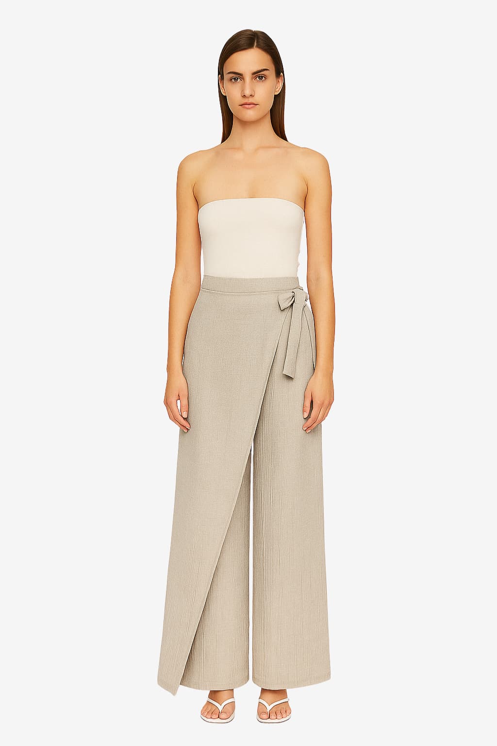 Women's Wide Leg Wrap Trousers High Waisted Loose Fit