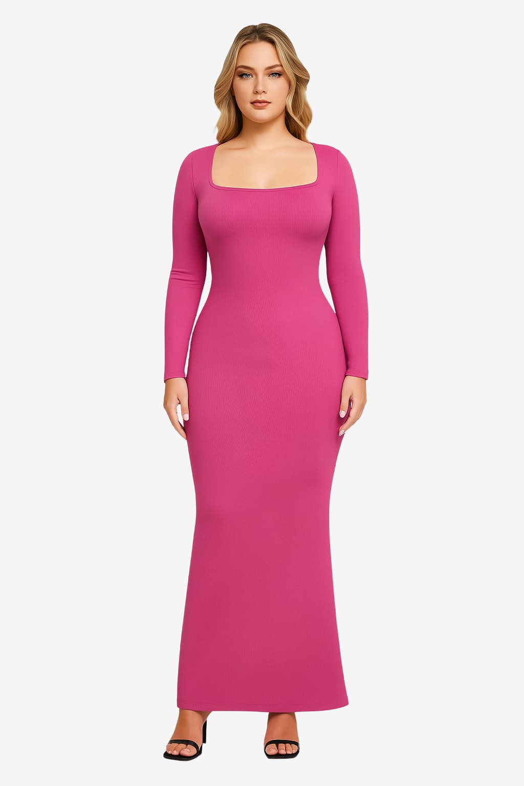 Women’s Long Sleeve Shaping Maxi Dress with Bodysuit