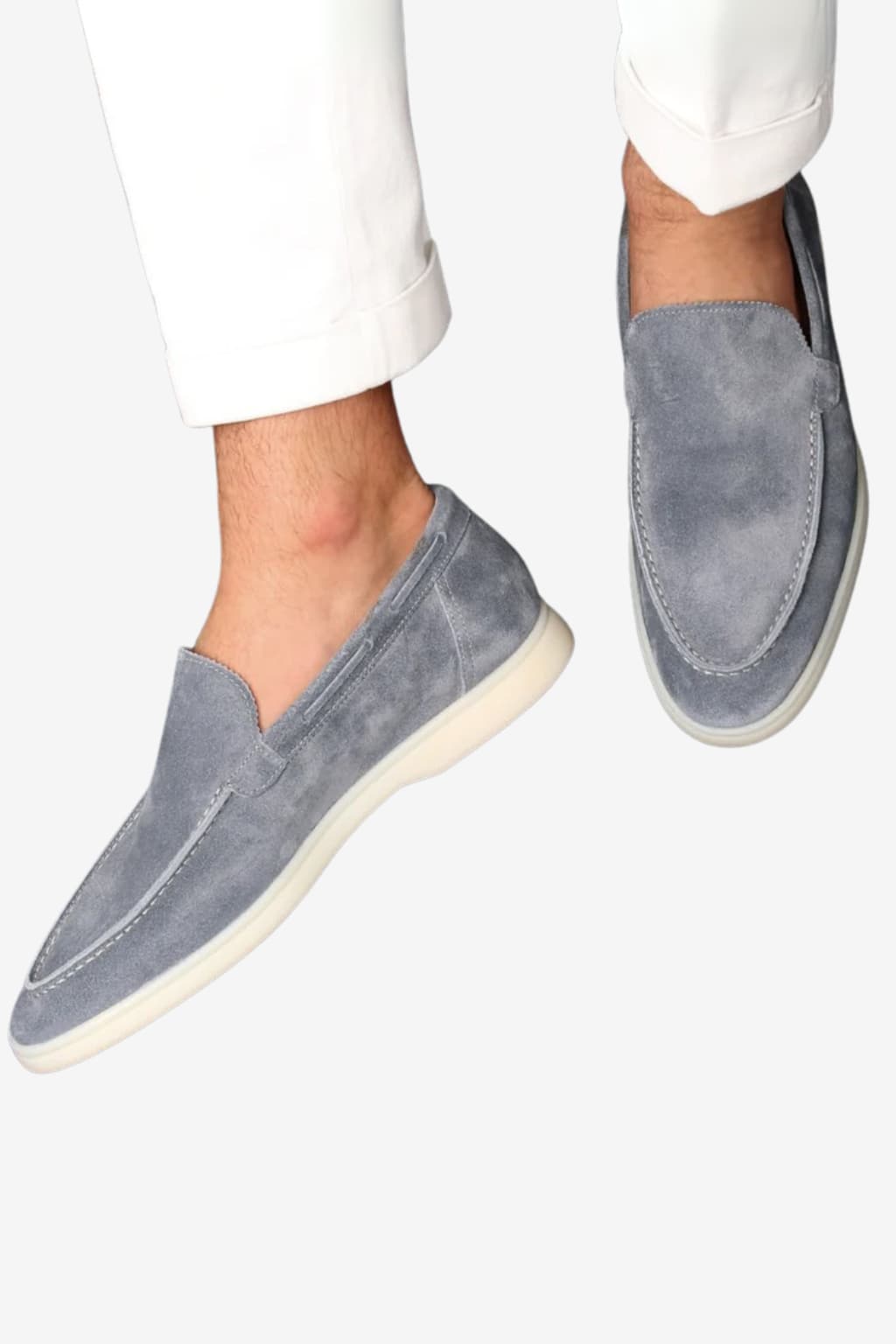 Men's Suede Slip-On Loafers - Moccasin Stitching, Soft Sole