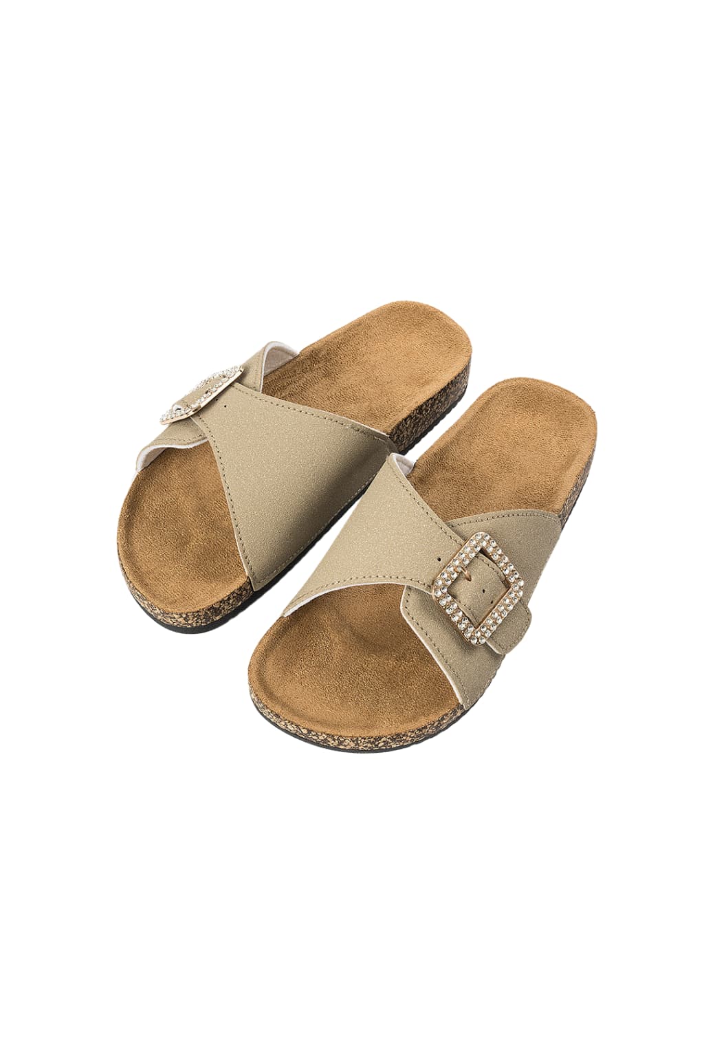 Women’s Slip-On Sandals Faux Leather Buckle Open Toe