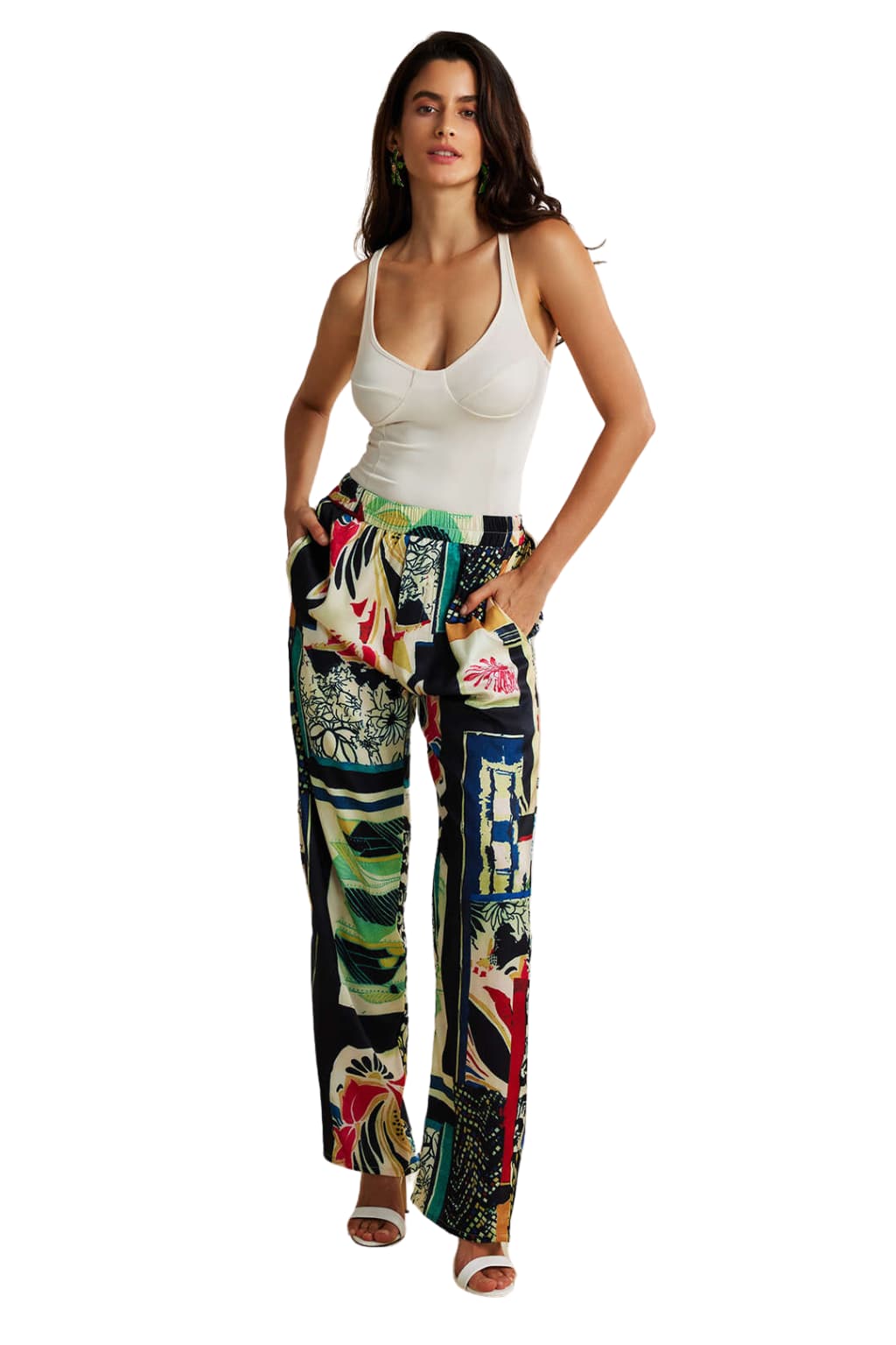 Women’s High Waist Wide Leg Floral Print Trousers