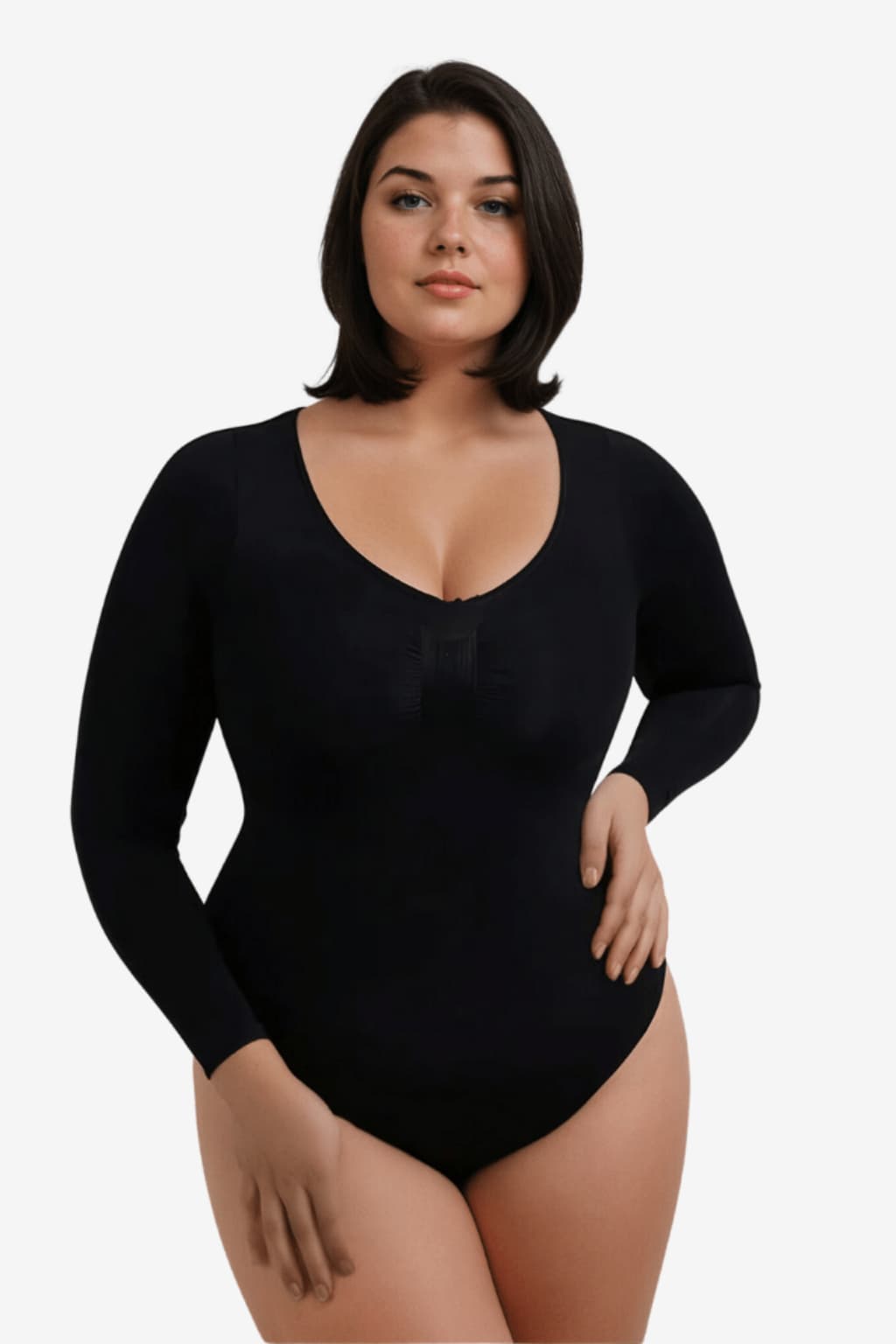 Women’s Long Sleeve Bodysuit Seamless Scoop Neck Fit