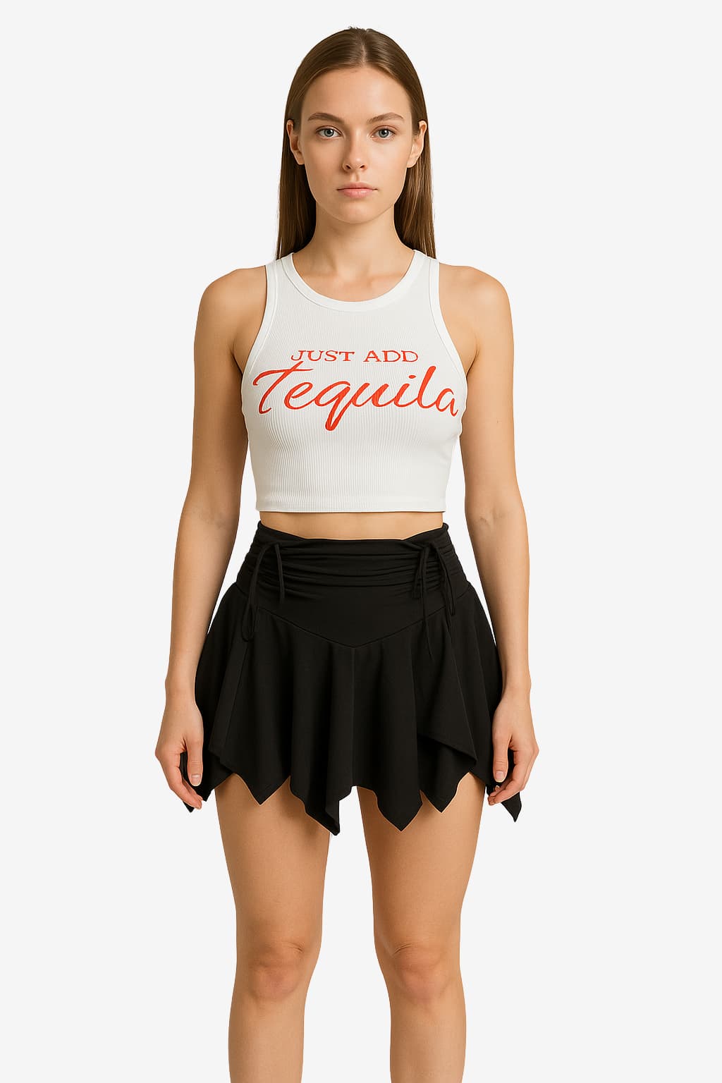 Women's Ribbed Crop Tank Top Letter Print Slim Fit