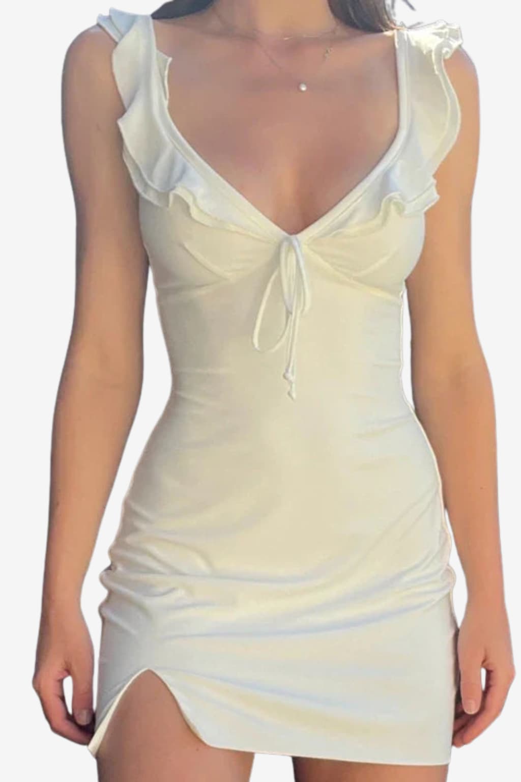 Women's Mini Dress with Ruffles and Cutout