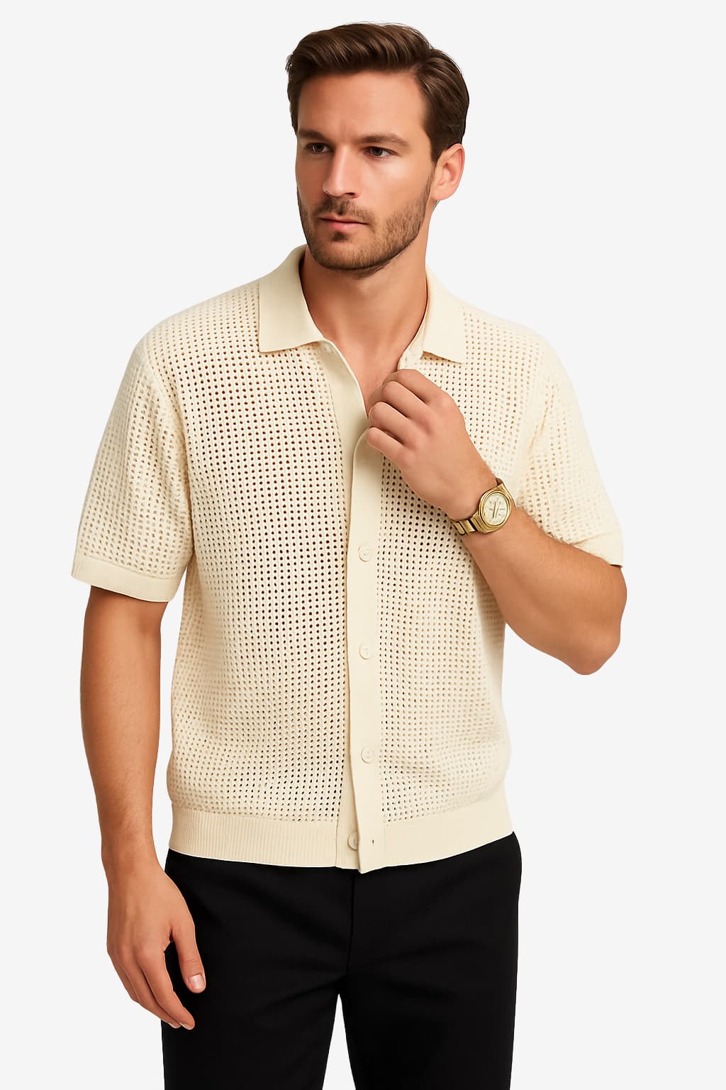 Men’s Short Sleeve Camp Collar Shirt Printed Casual