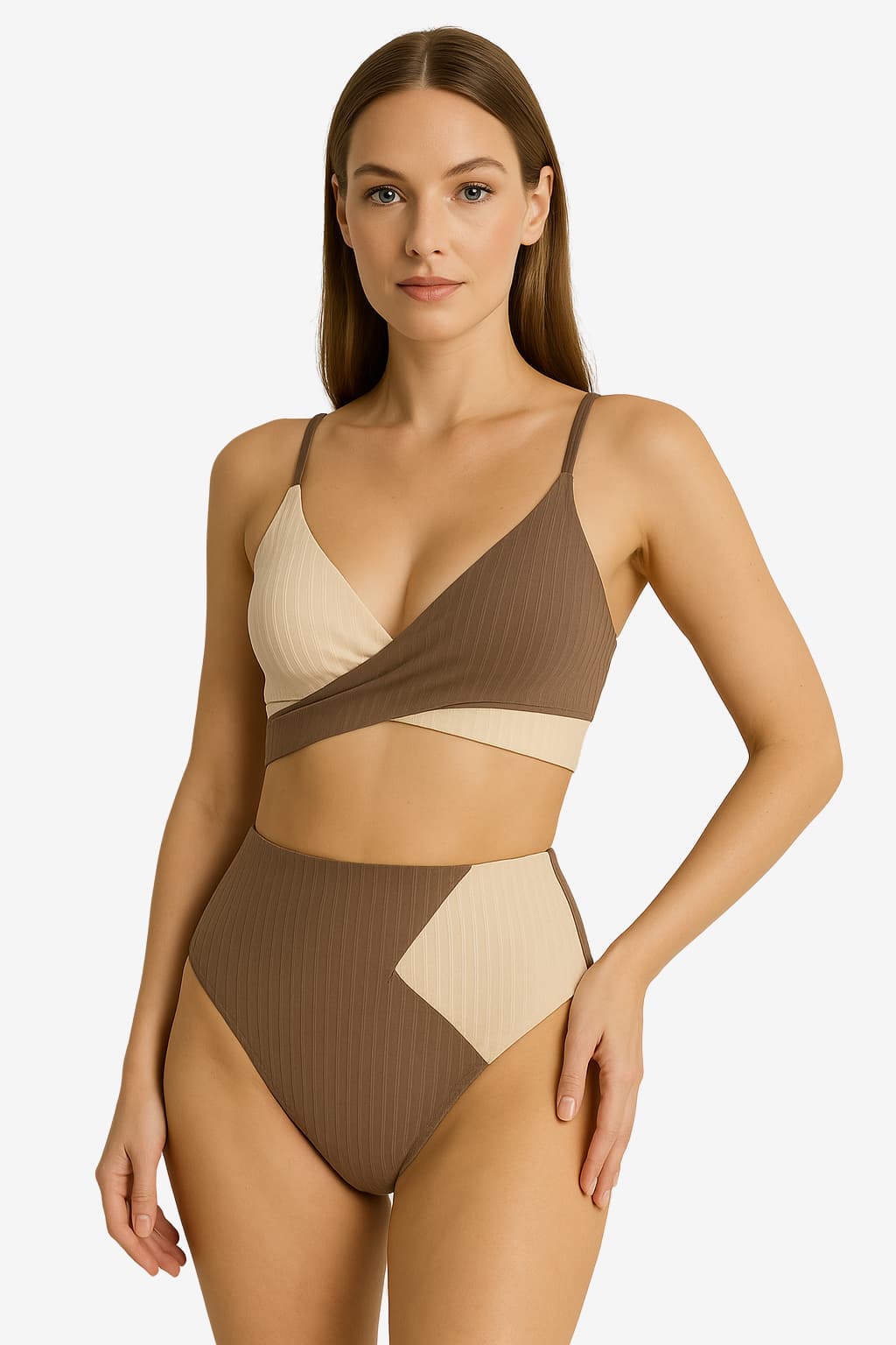 Women’s Summer Bikini Set with High-Waisted Bottoms