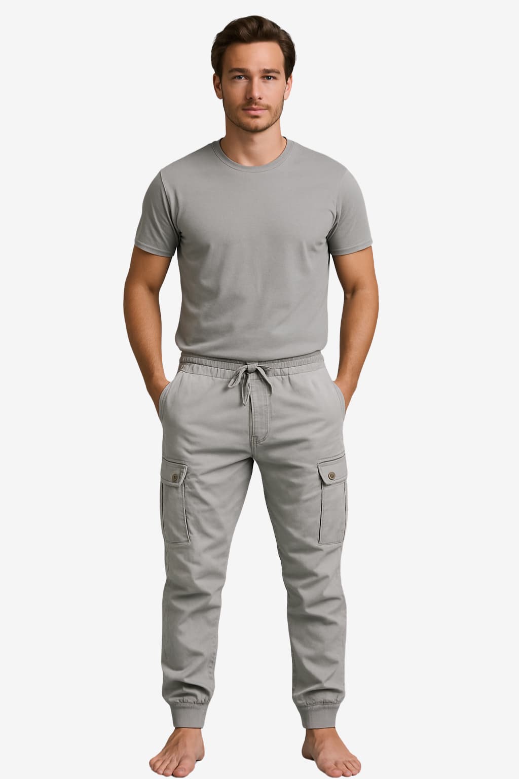 Men's Cargo Jogger Pants Cotton Blend Relaxed Fit Black
