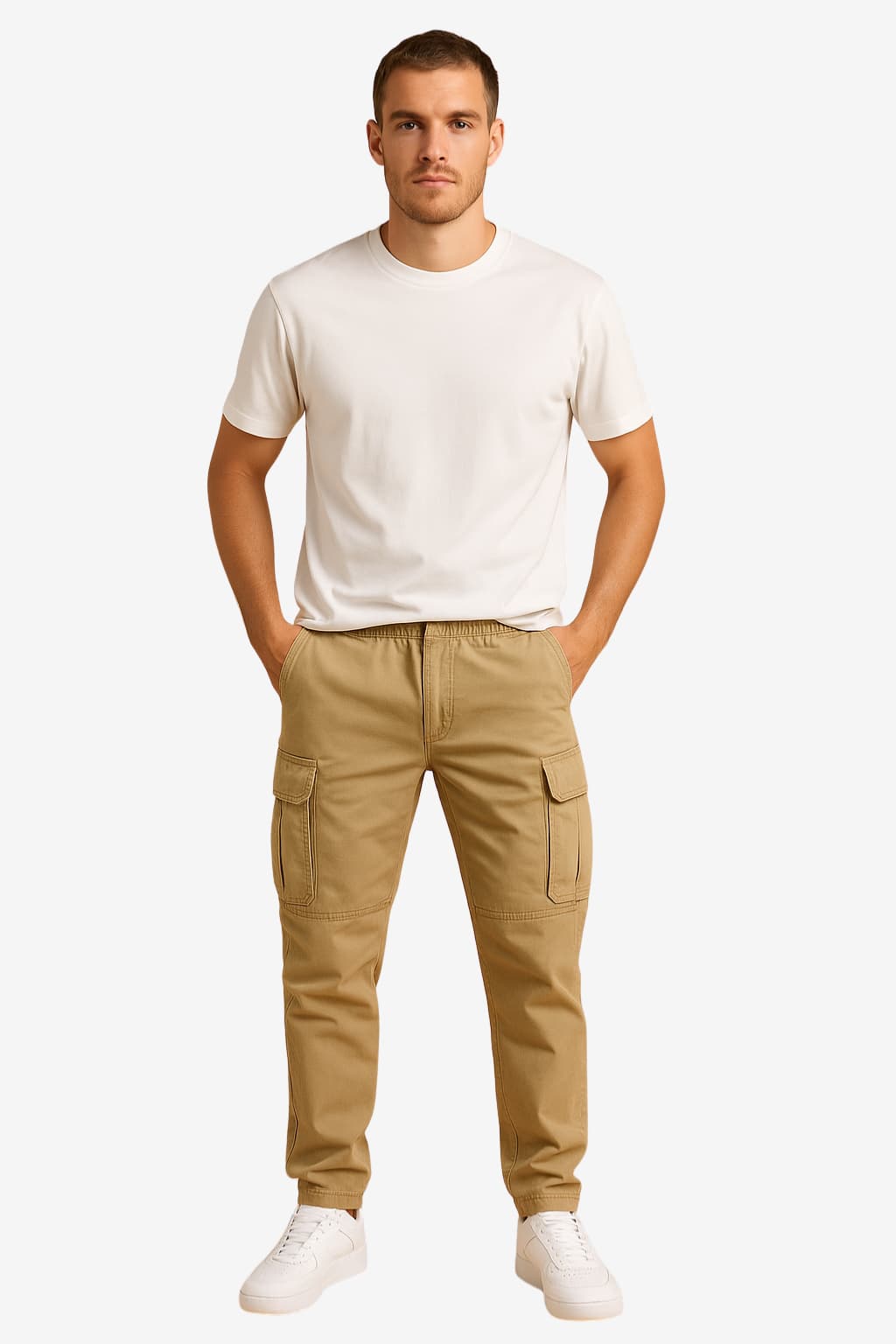 Men's Wide Fit Cargo Trousers, Cotton Blend, Multi Pocket