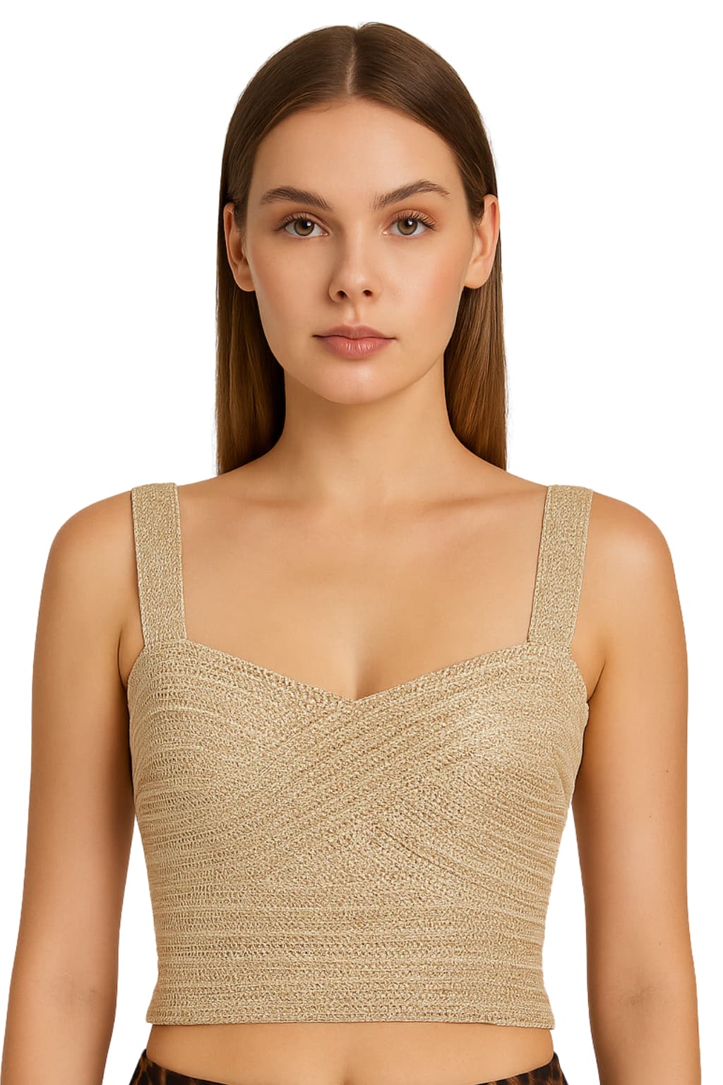 Women’s Knit Crop Top Zip Back Sleeveless Fitted Style