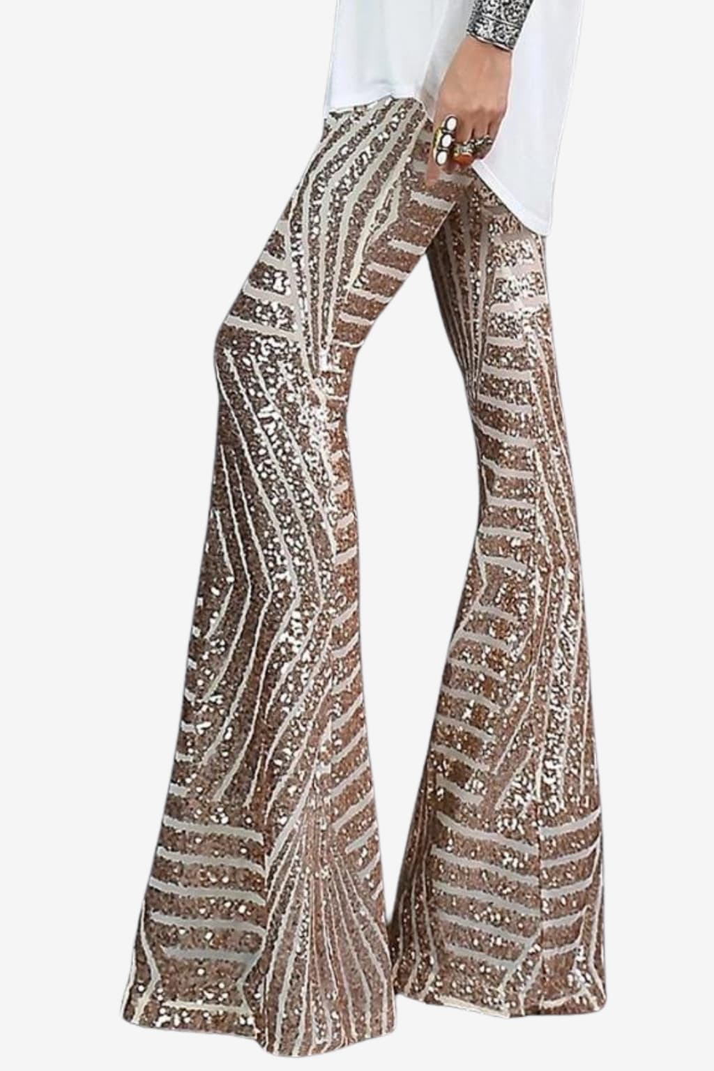 Women’s Sequin Flared Trousers Party Night Out Pants