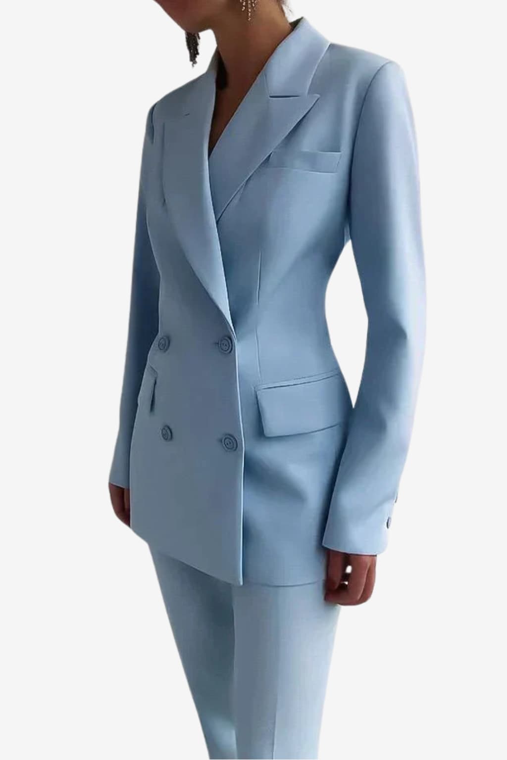 Women’s Light Blue Suit Set Blazer and Trousers Formal