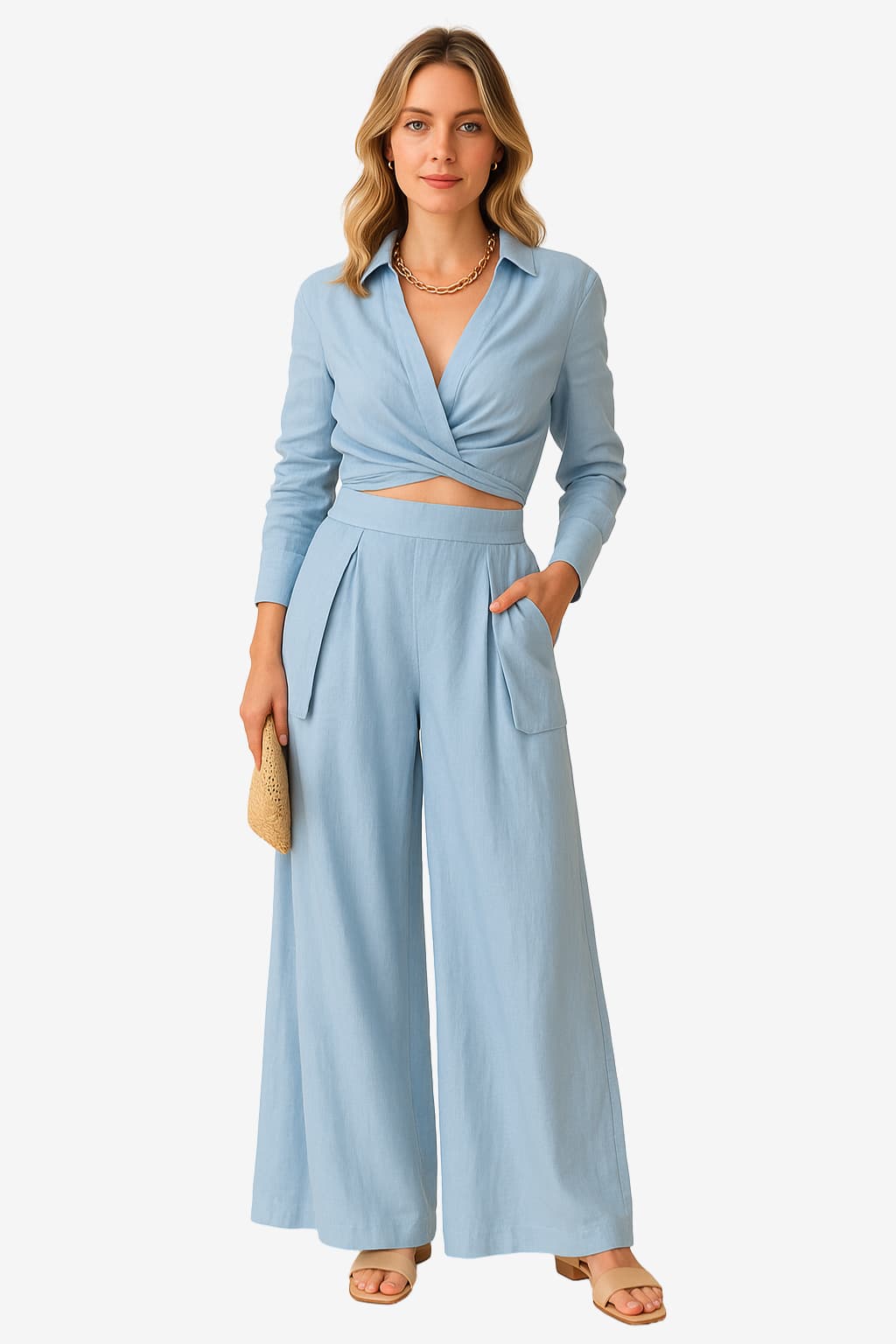 Women’s V-Neck Midi Summer Dress Short Sleeve A-Line