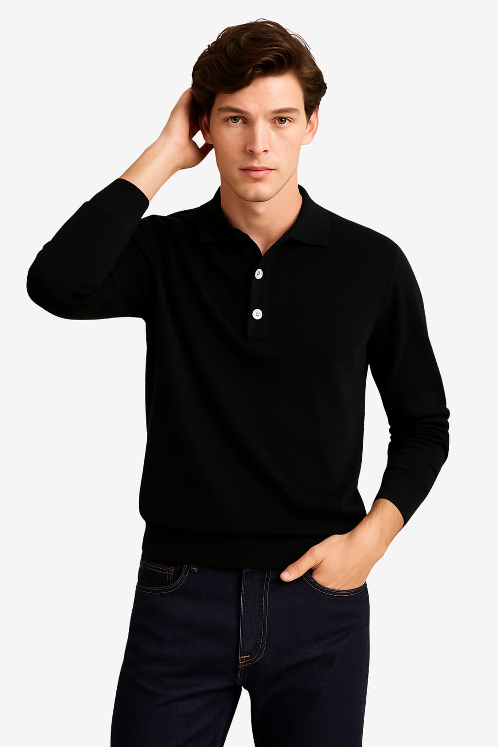 Men’s Long Sleeve Polo Shirt Casual Regular Fit Top