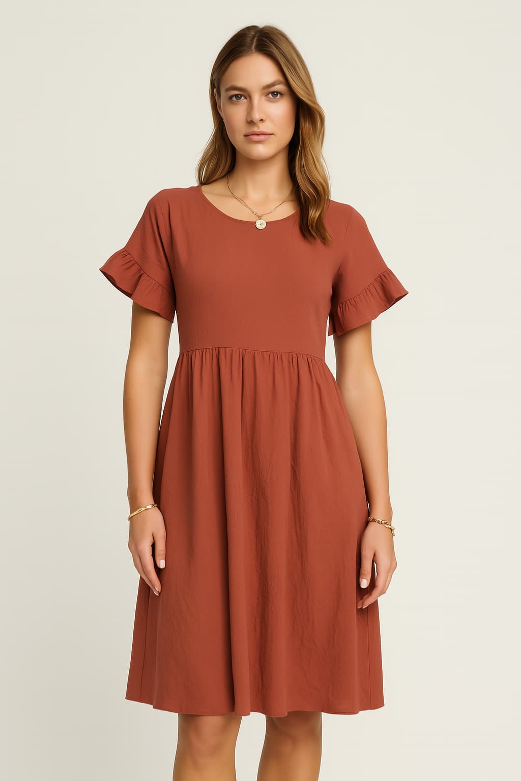 Women's Mini A-Line Dress Short Sleeve Lightweight Linen