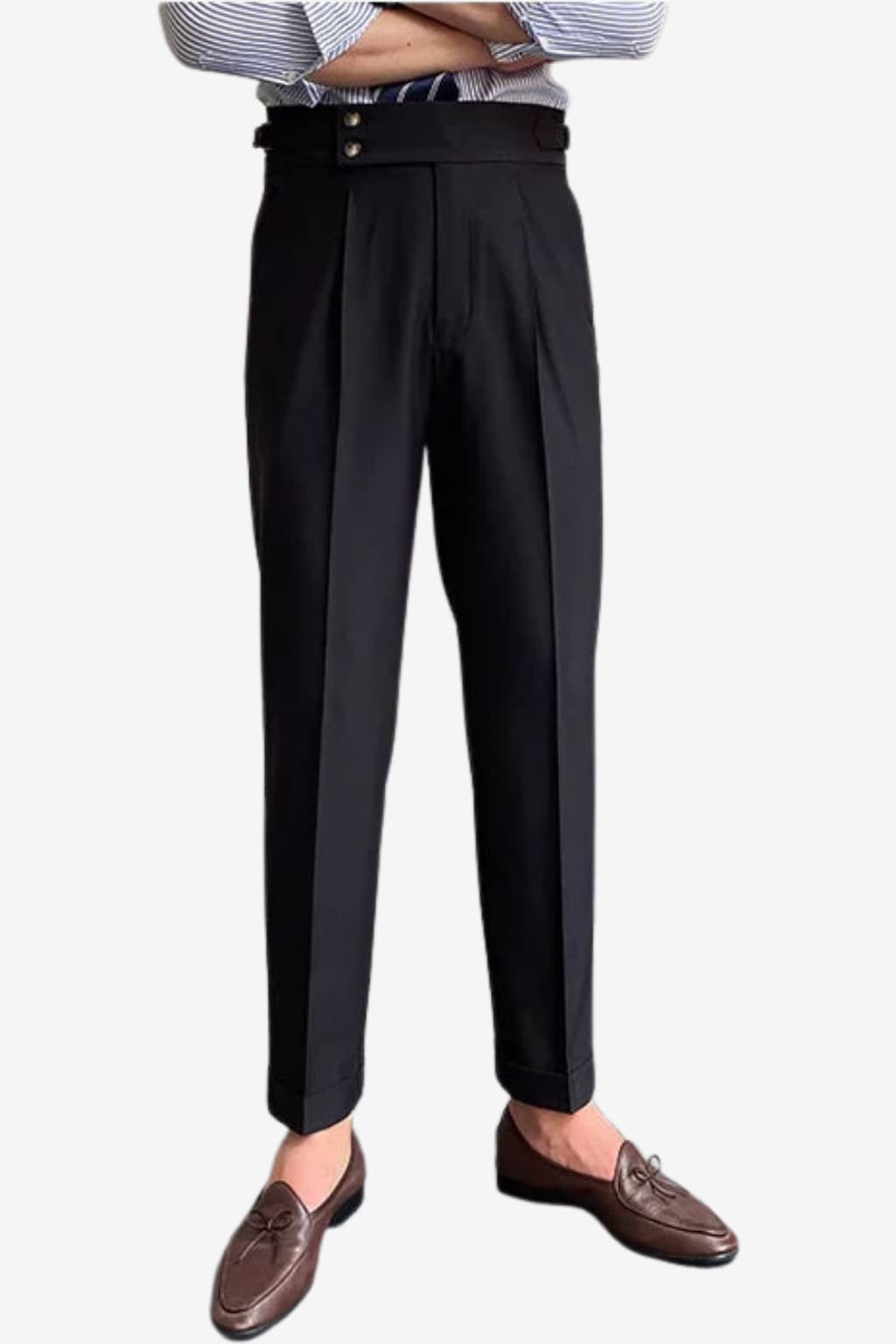 Men’s High Waist Pleated Trousers Slim Fit Formal