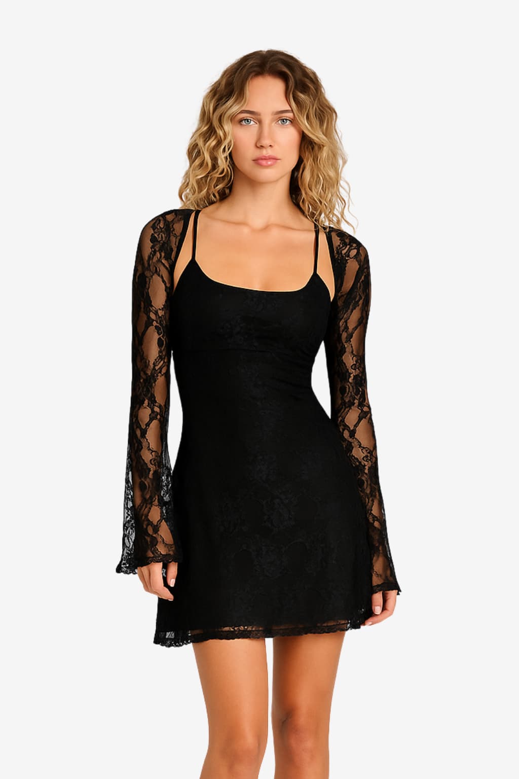 Women’s Black Lace Bolero Shrug Long Sleeve Cropped